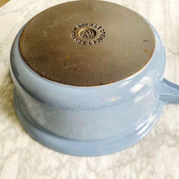 Le Creuset 2.5Qt Saucepan/Skillet Lid #22 Set Grayish Blue Multifunction 2-in-1 - Picture 6 of 9